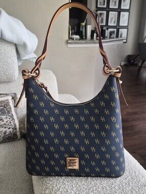 Dooney & Bourke Navy Signature Logo Shoulder Bag
